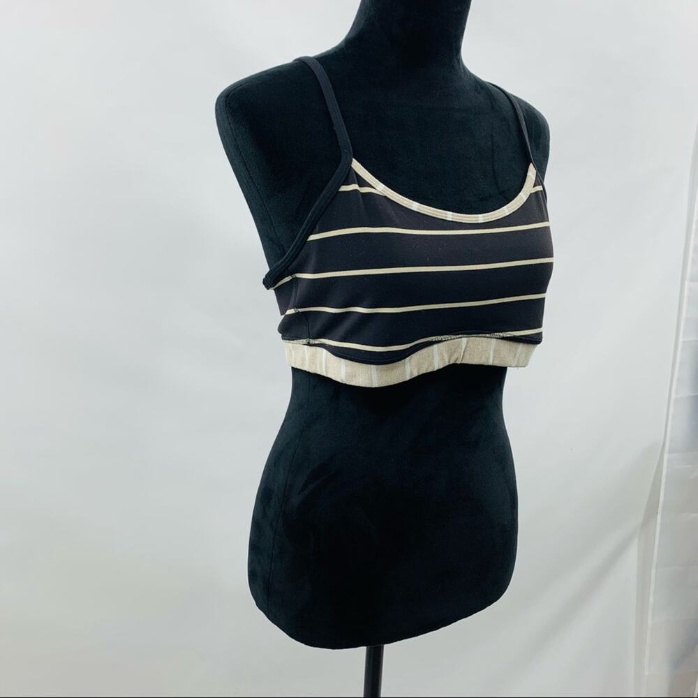 Lululemon Black Cream Striped Sports Bra - Picture 2 of 9